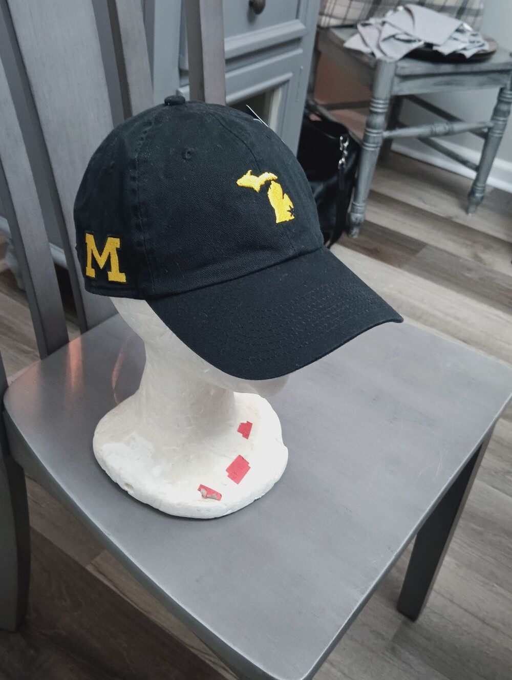 Michigan Wolverines Rare Black Women Embroidered Black Baseball Cap -Yellow Logo